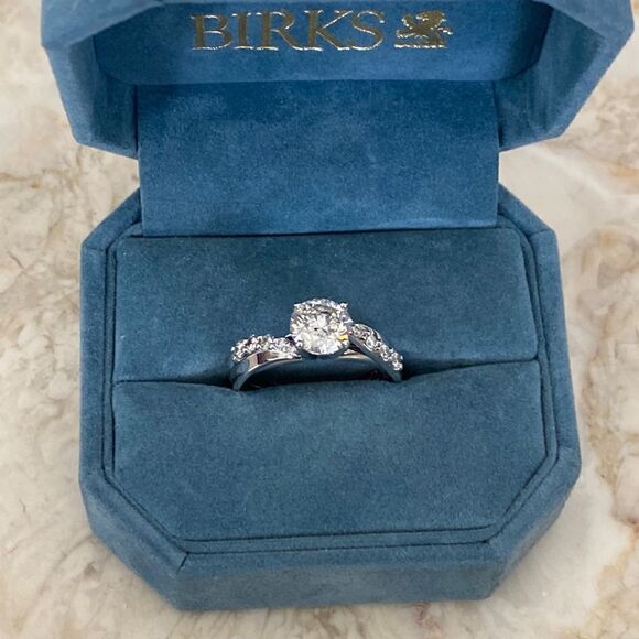 1.50 Carat Natural Diamond 14K White Gold Engagement Ring+Matching Band $14,235 - Picture 1 of 9